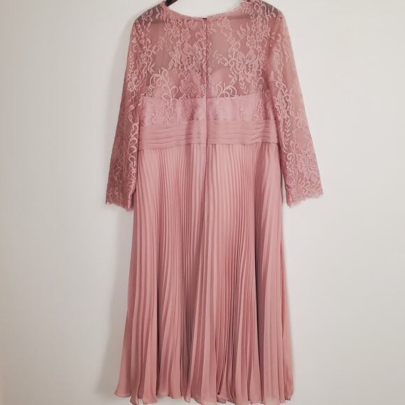 NWT JJ's House A-line Scoop Illusion Ankle-Length Lace Dress Pink - Picture 4 of 13